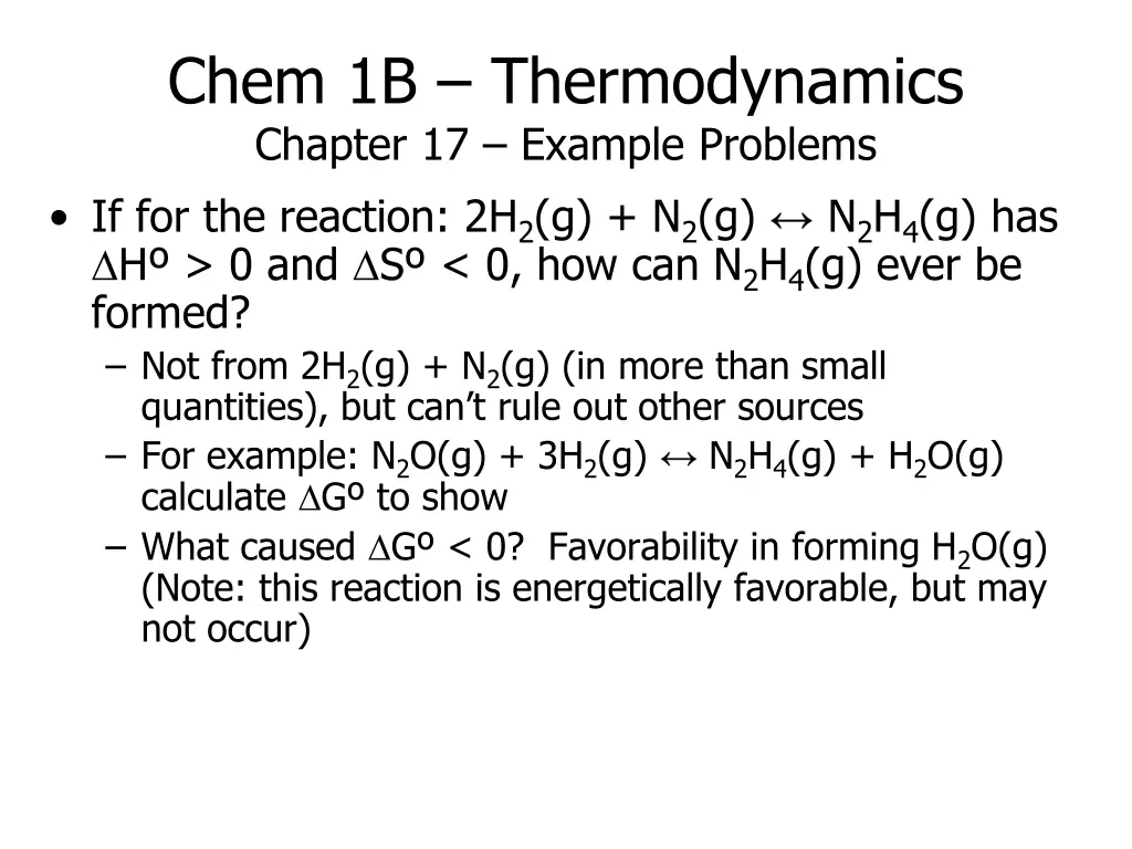 chem 1b thermodynamics chapter 17 example