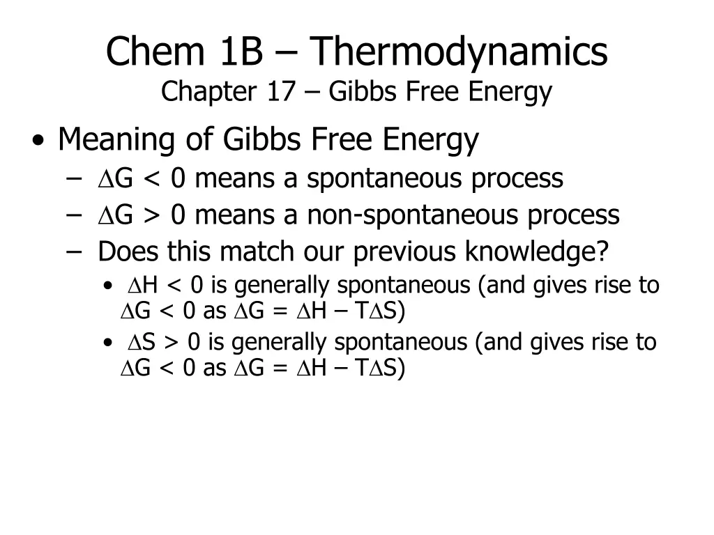 chem 1b thermodynamics chapter 17 gibbs free