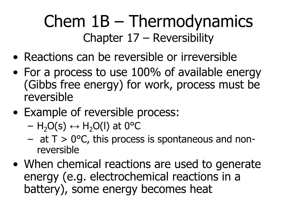 chem 1b thermodynamics chapter 17 reversibility