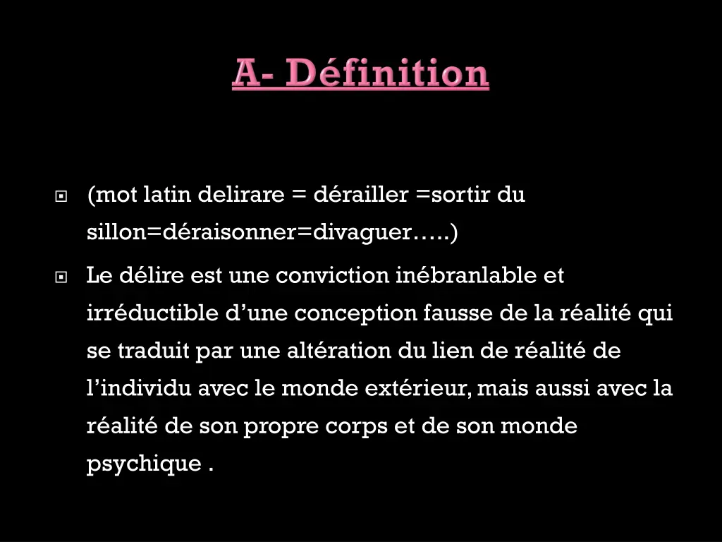 mot latin delirare d railler sortir du sillon