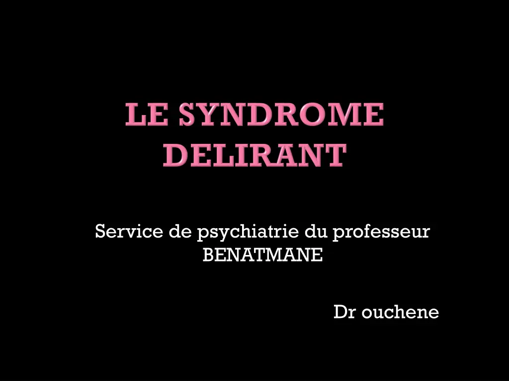 service de psychiatrie du professeur benatmane