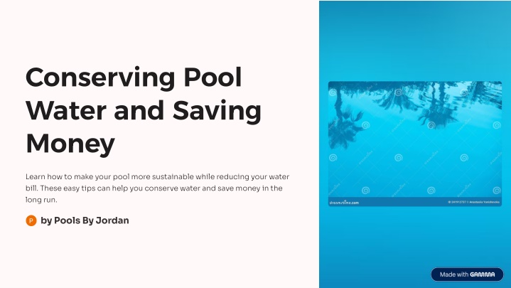 conserving pool water and saving money