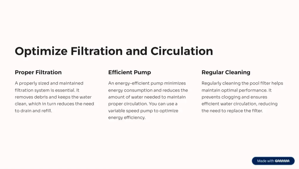 optimize filtration and circulation