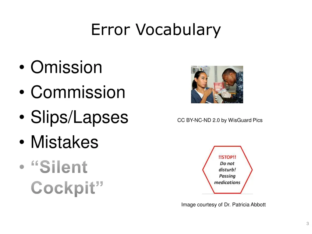 error vocabulary