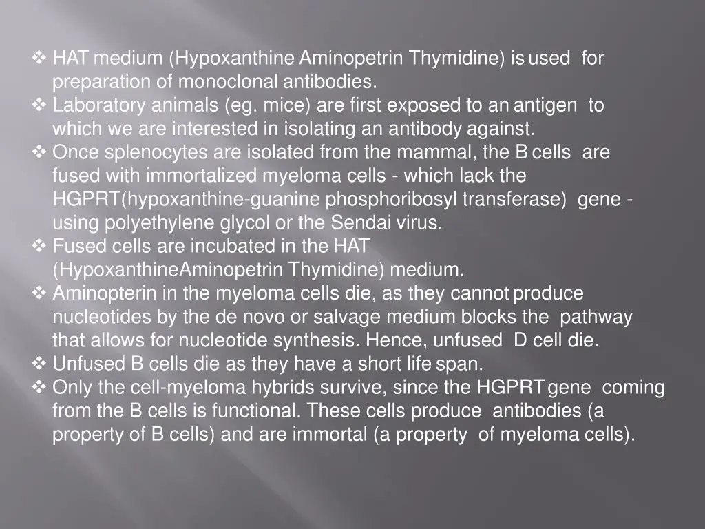 hat medium hypoxanthine aminopetrin thymidine