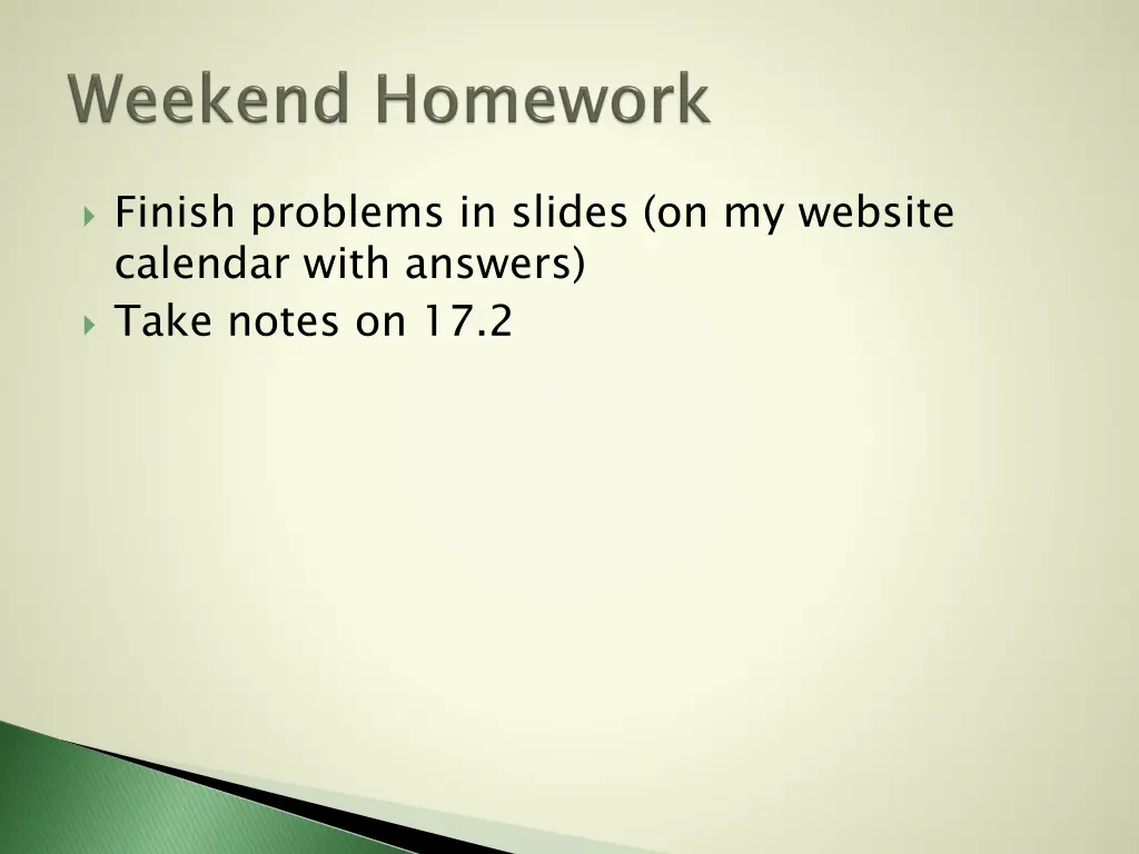 finish problems in slides on my website calendar