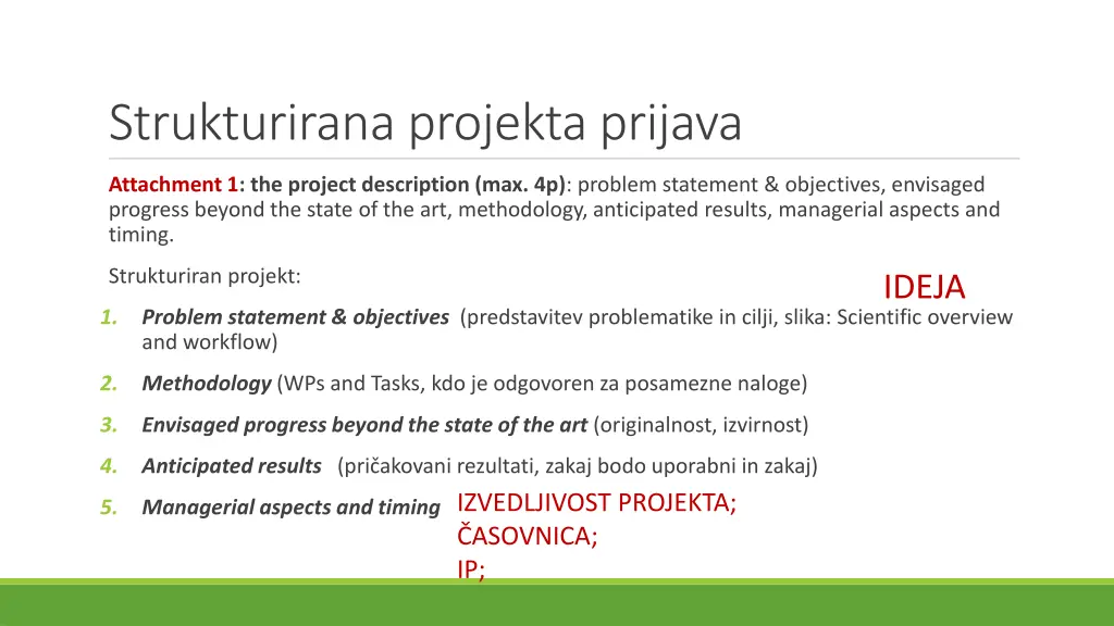 strukturirana projekta prijava