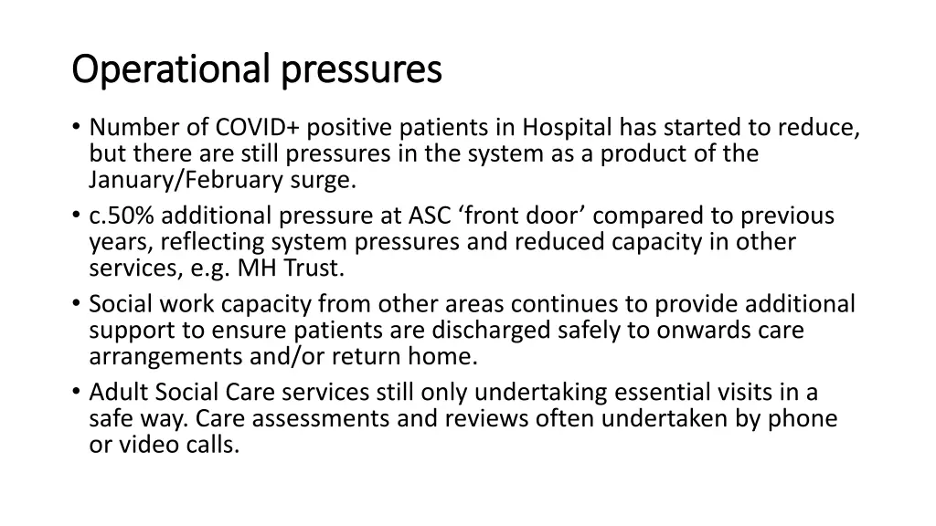 operational pressures operational pressures