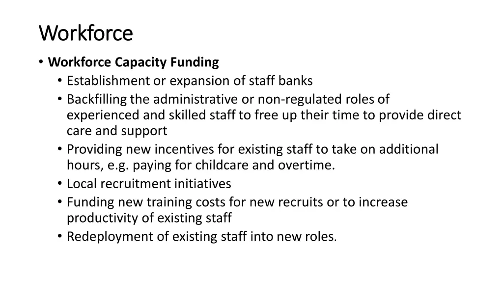 workforce workforce workforce capacity funding