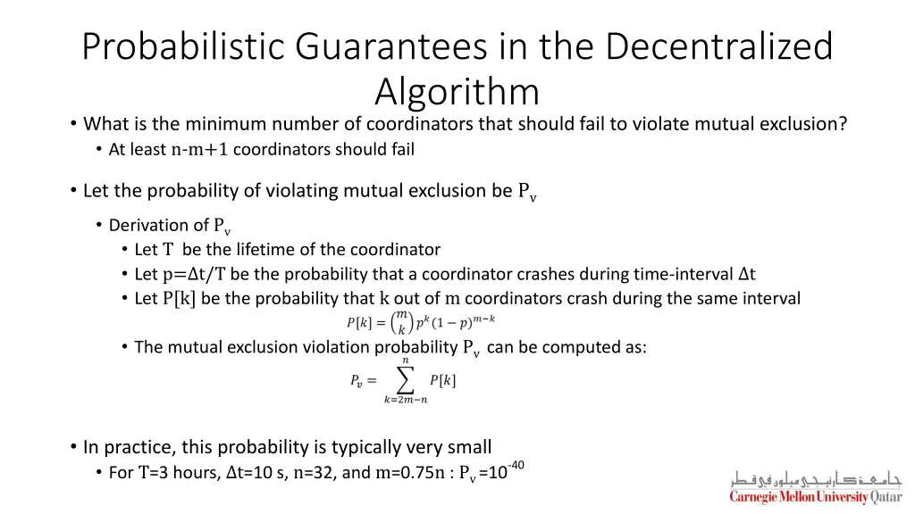 probabilistic guarantees in the decentralized
