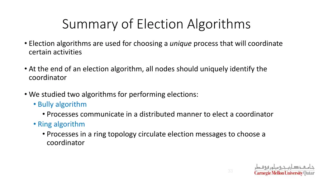 summary of election algorithms