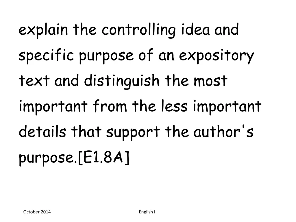 explain the controlling idea and specific purpose