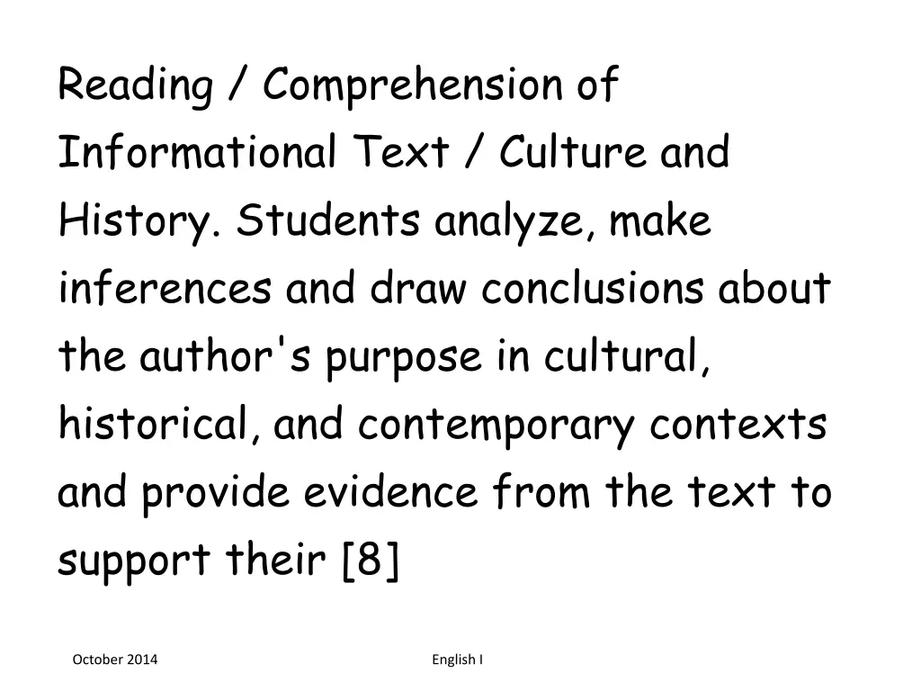 reading comprehension of informational text