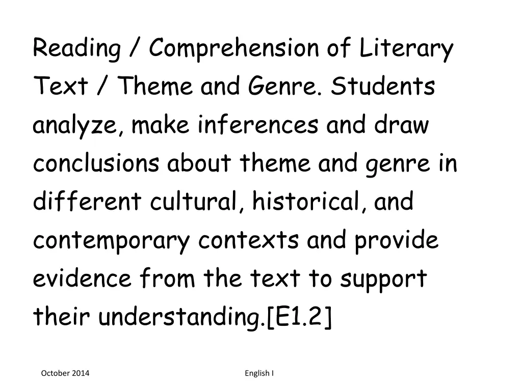 reading comprehension of literary text theme