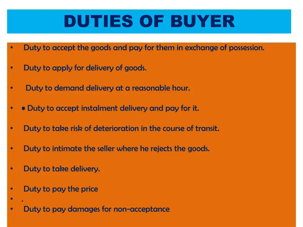 duties of buyer