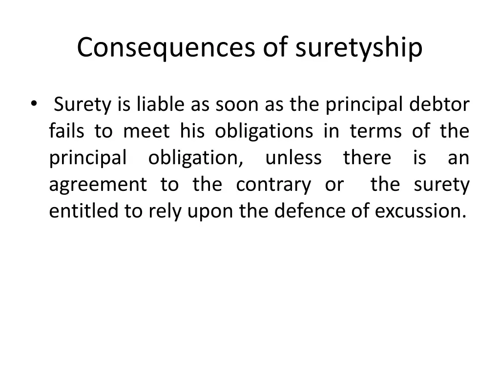 consequences of suretyship