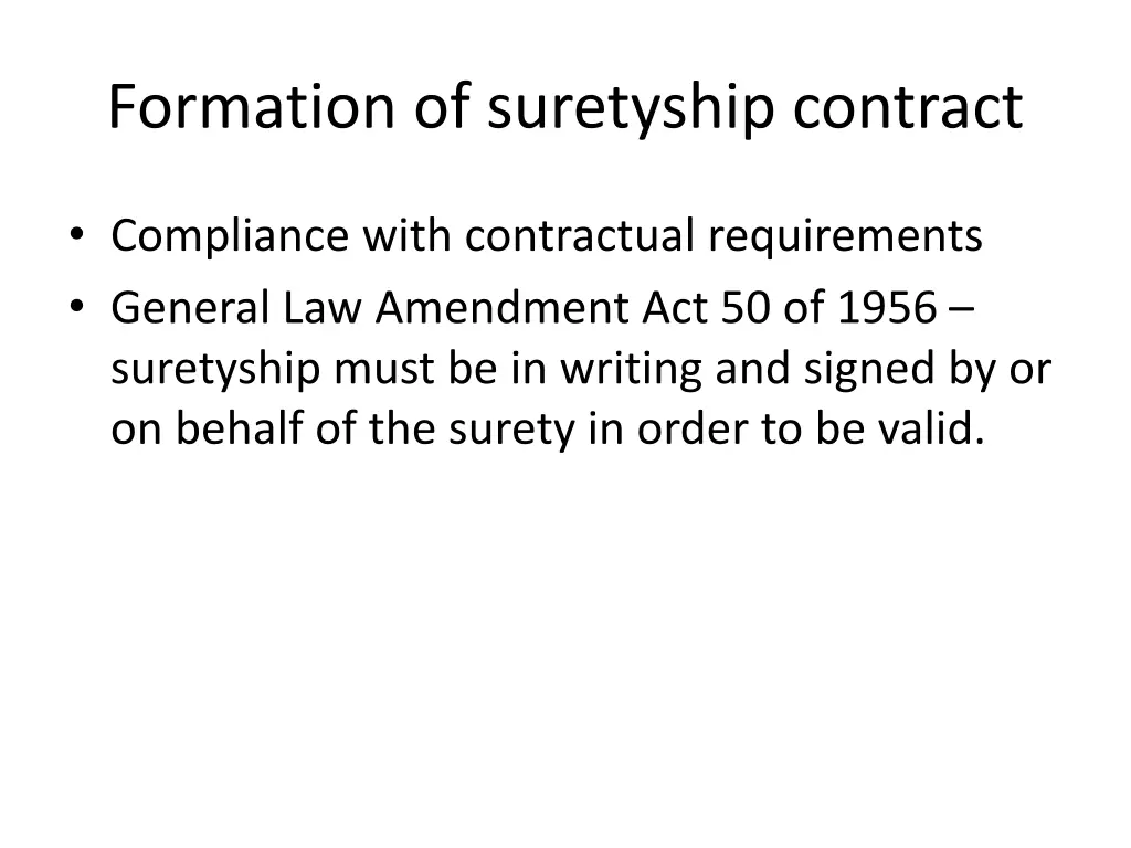 formation of suretyship contract