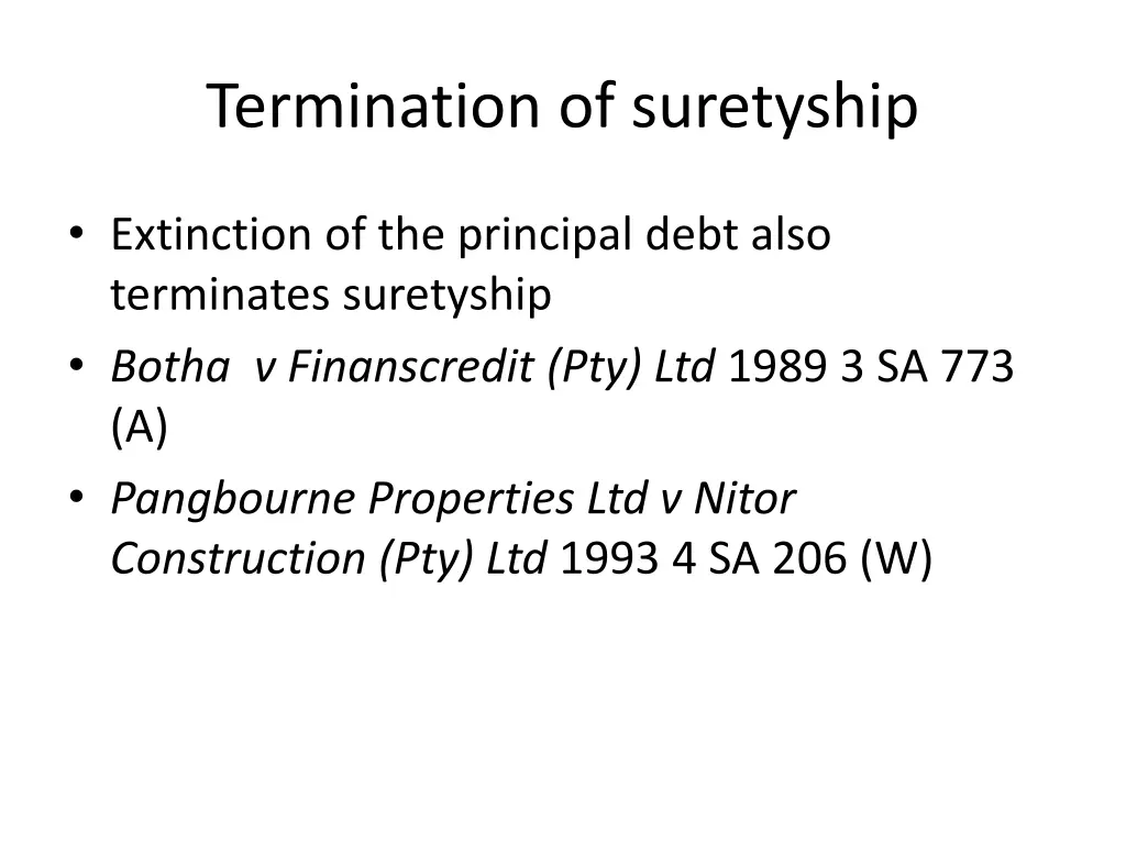 termination of suretyship