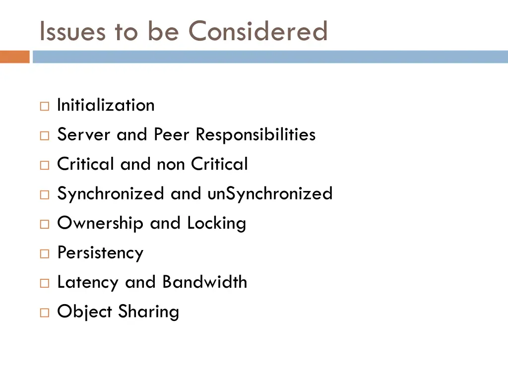 issues to be considered