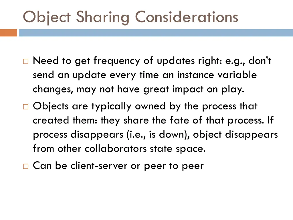 object sharing considerations