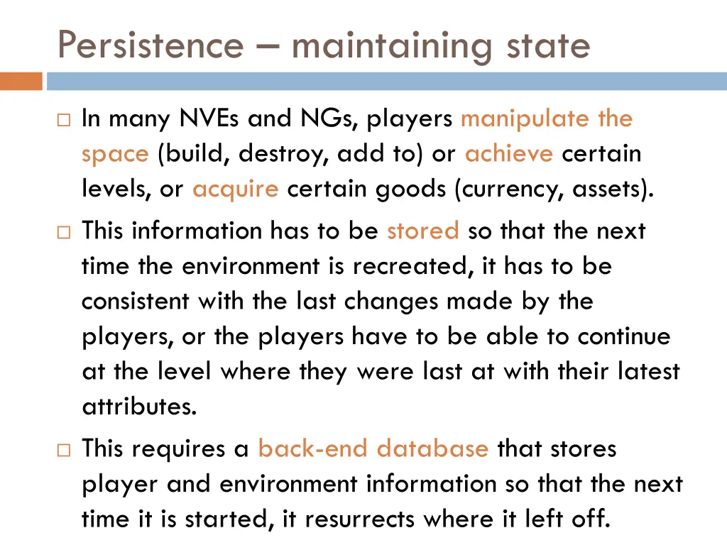 persistence maintaining state