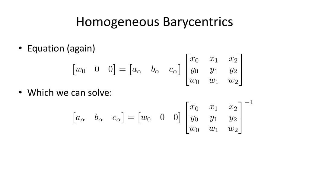 homogeneous barycentrics 3