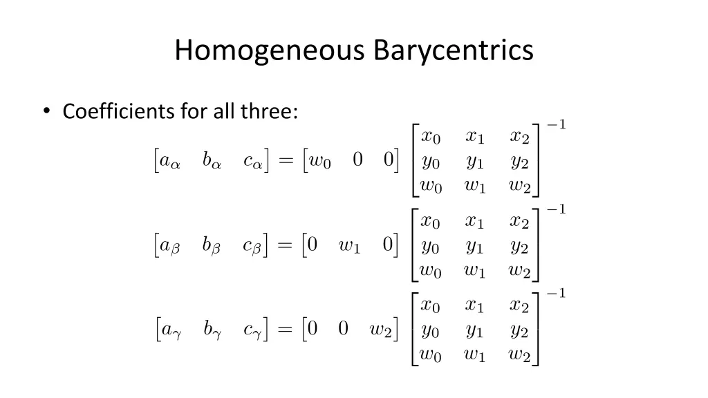 homogeneous barycentrics 4