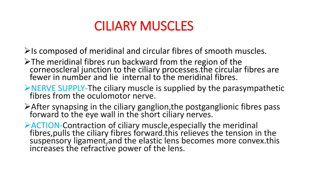 ciliary muscles ciliary muscles