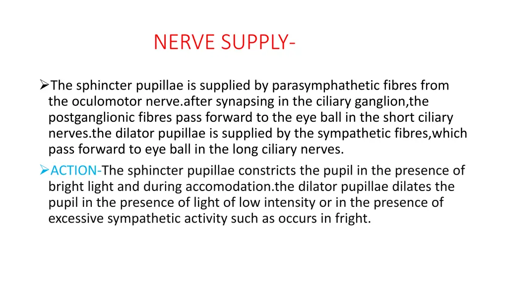 nerve supply