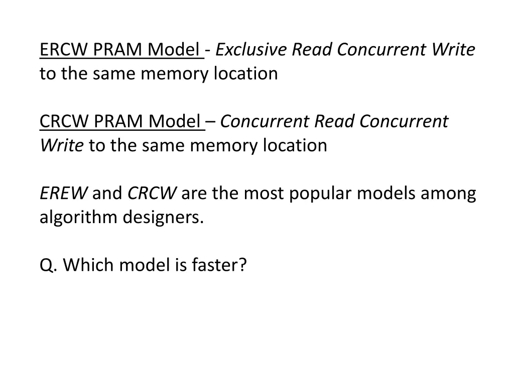 ercw pram model exclusive read concurrent write