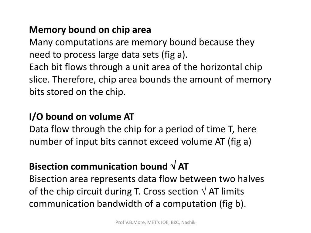 memory bound on chip area many computations