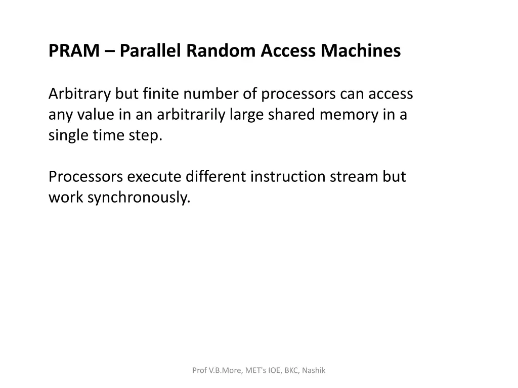 pram parallel random access machines