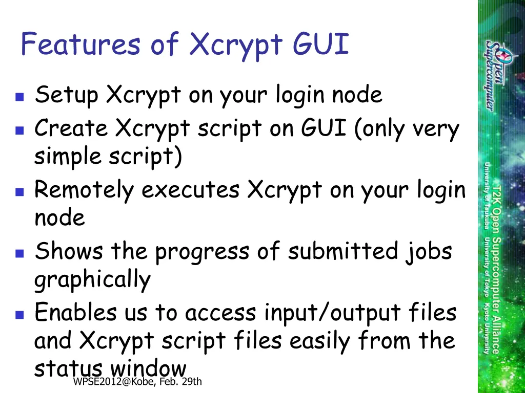 features of xcrypt gui