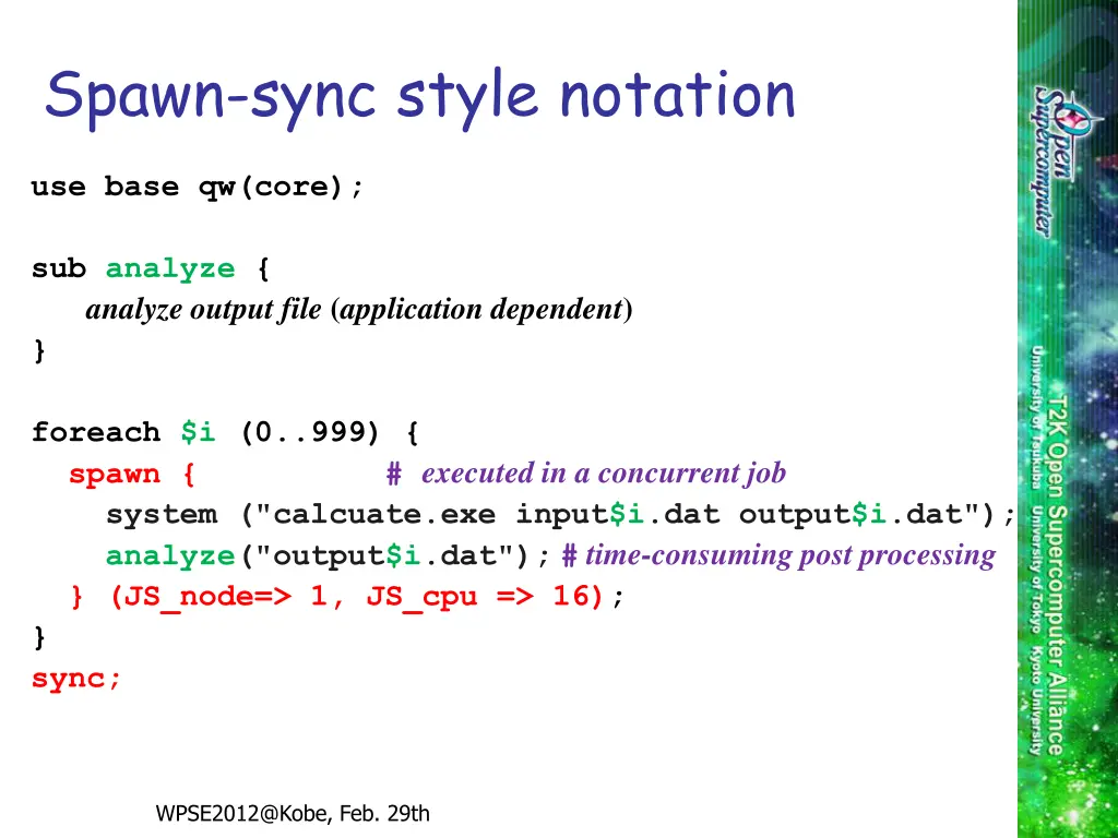 spawn sync style notation