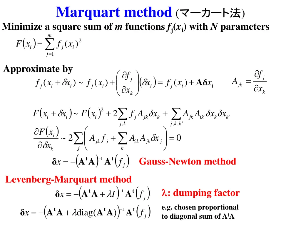 marquart method minimize a square