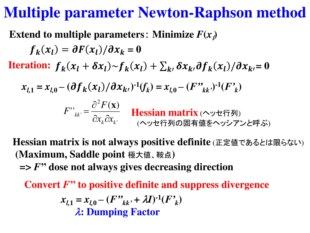 multiple parameter newton raphson method