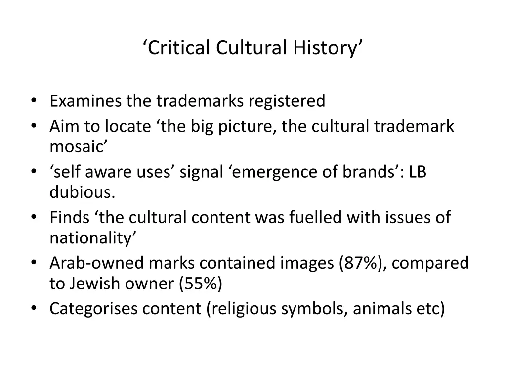 critical cultural history