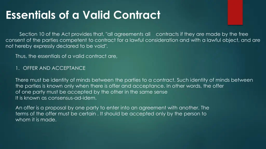 essentials of a valid contract