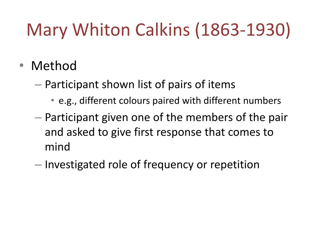 mary whiton calkins 1863 1930 1