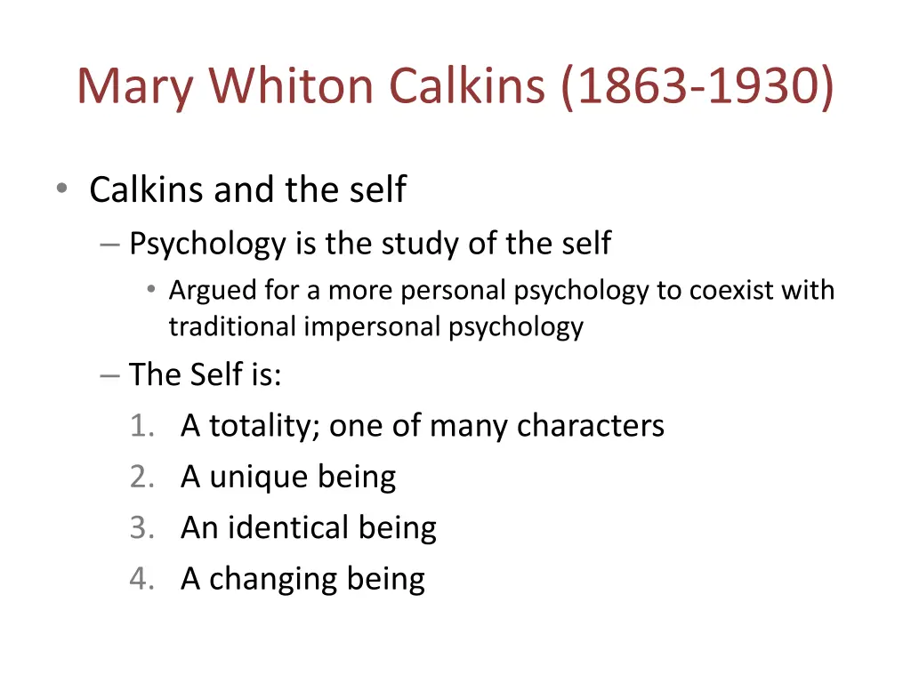 mary whiton calkins 1863 1930 2