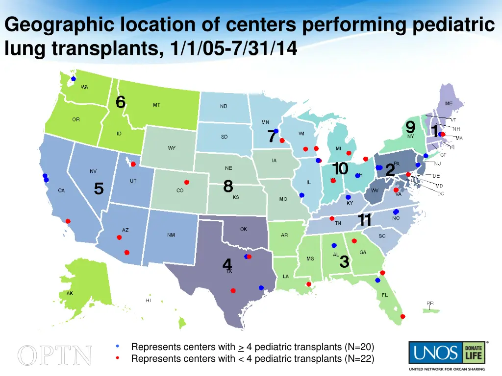 geographic location of centers performing 3
