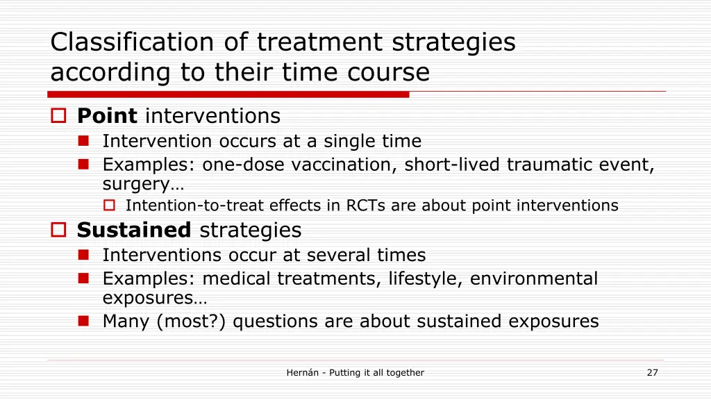 classification of treatment strategies according