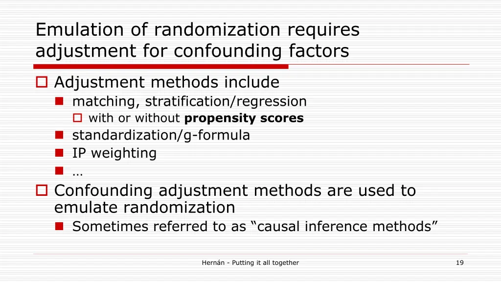 emulation of randomization requires adjustment