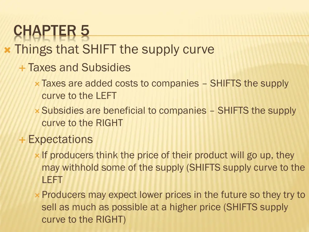 chapter 5 things that shift the supply curve