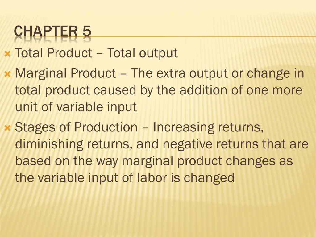 chapter 5 total product total output marginal