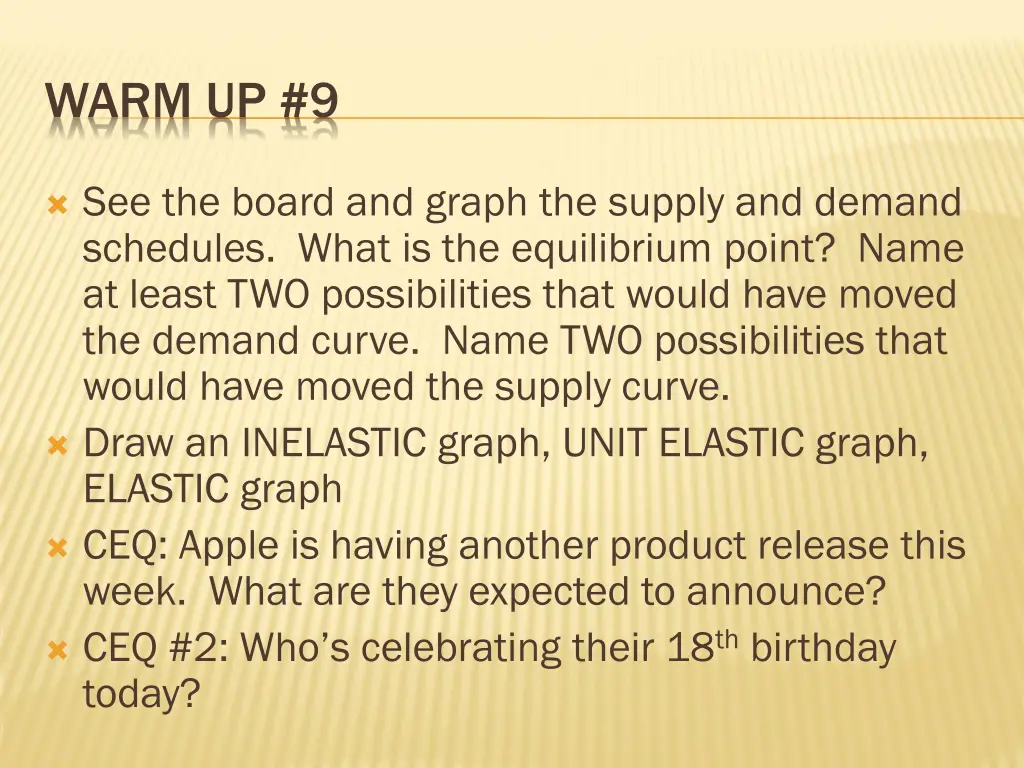warm up 9