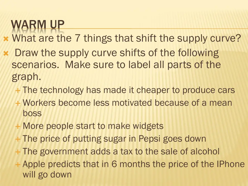 warm up what are the 7 things that shift