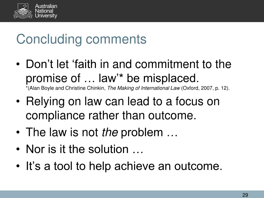 concluding comments