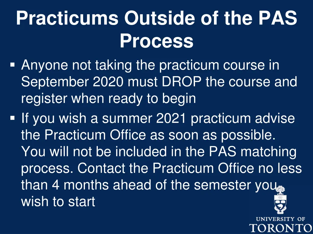 practicums outside of the pas process anyone
