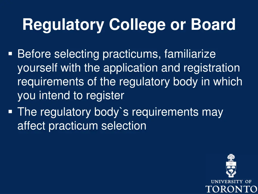 regulatory college or board